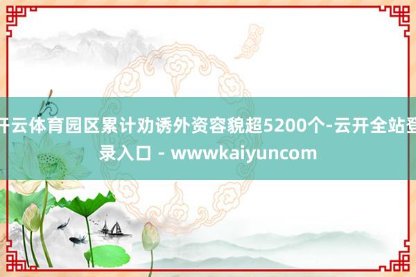 开云体育园区累计劝诱外资容貌超5200个-云开全站登录入口 - wwwkaiyuncom